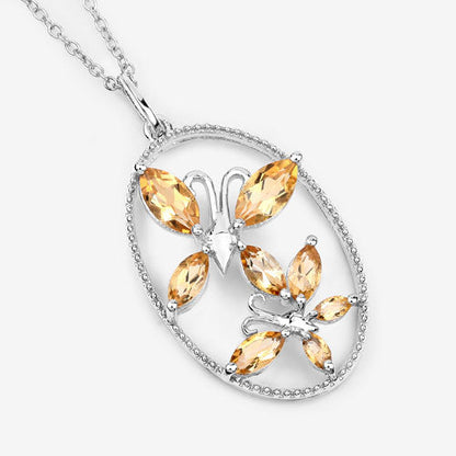 2.30 Carat Genuine Citrine .925 Sterling Silver Pendant