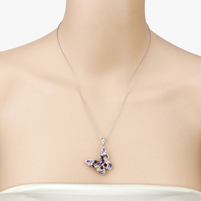 3.80 Carat Genuine Multi Stones .925 Sterling Silver Pendant