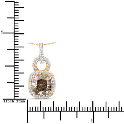 IGI Certified 2.50 Carat Genuine Brown Diamond Center and 0.31cttw White Diamond 18K Yellow Gold Pendant (2.81cttw)