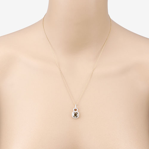 IGI Certified 2.50 Carat Genuine Brown Diamond Center and 0.31cttw White Diamond 18K Yellow Gold Pendant (2.81cttw)
