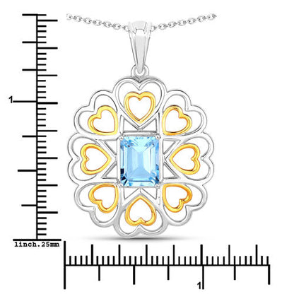 2.60 Carat Genuine Blue Topaz .925 Sterling Silver Pendant