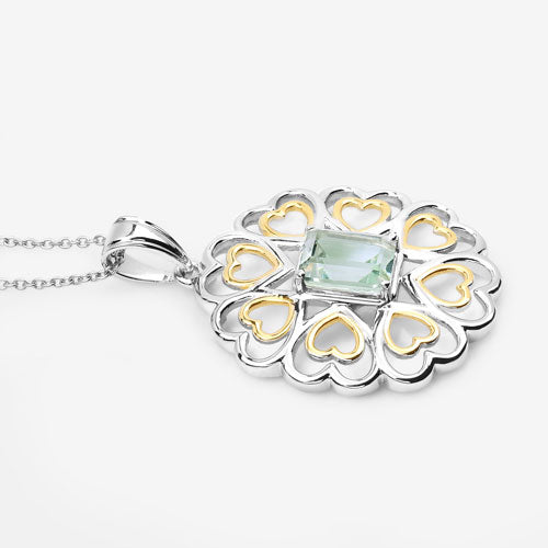 2.10 Carat Genuine Green Amethyst .925 Sterling Silver Pendant