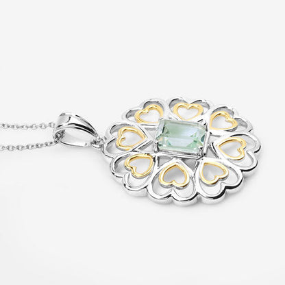 2.10 Carat Genuine Green Amethyst .925 Sterling Silver Pendant