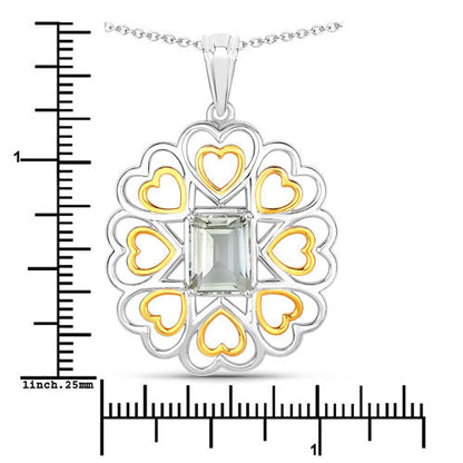 2.10 Carat Genuine Green Amethyst .925 Sterling Silver Pendant