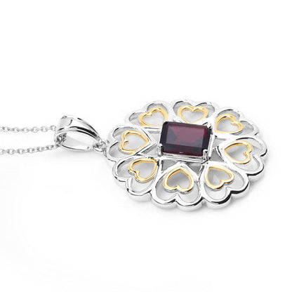 2.55 Carat Genuine Garnet .925 Sterling Silver Pendant