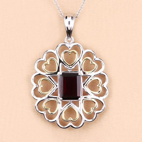 2.55 Carat Genuine Garnet .925 Sterling Silver Pendant