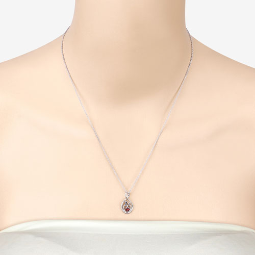 0.14 Carat Genuine Garnet .925 Sterling Silver Pendant