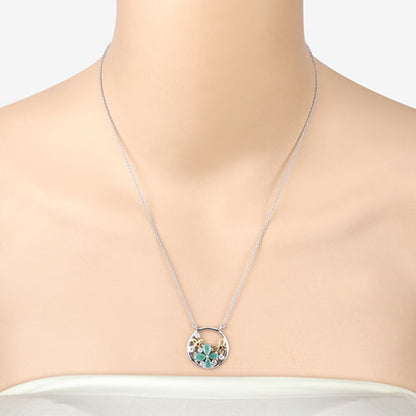 1.35 Carat Genuine Emerald and White Topaz .925 Sterling Silver Pendant
