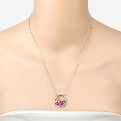1.47 Carat Genuine Ruby and White Topaz .925 Sterling Silver Pendant