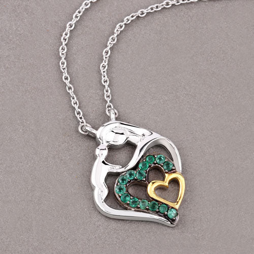 0.24 Carat Genuine Emerald .925 Sterling Silver Pendant