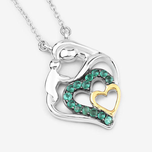 0.24 Carat Genuine Emerald .925 Sterling Silver Pendant