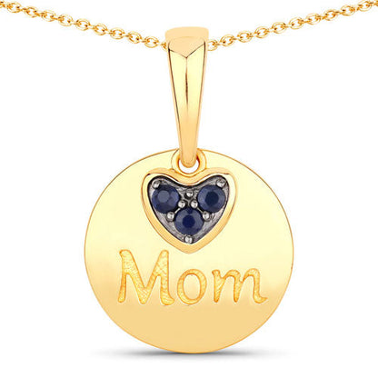 0.20 Carat Genuine Blue Sapphire .925 Sterling Silver Pendant