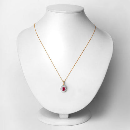 0.95 Carat Genuine Ruby and White Diamond 10K Yellow Gold Pendant