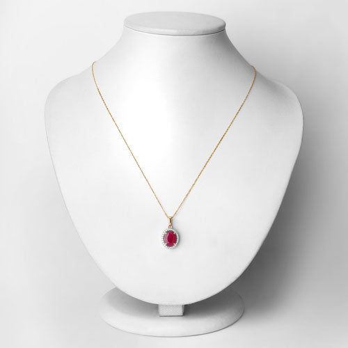 2.51 Carat Genuine Ruby and White Diamond 10K Yellow Gold Pendant
