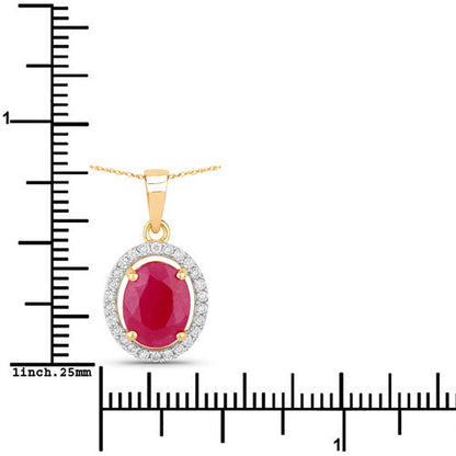 2.51 Carat Genuine Ruby and White Diamond 10K Yellow Gold Pendant