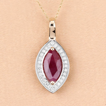 1.52 Carat Genuine Ruby and White Diamond 10K Yellow Gold Pendant