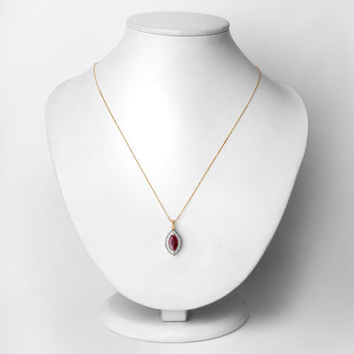 1.52 Carat Genuine Ruby and White Diamond 10K Yellow Gold Pendant