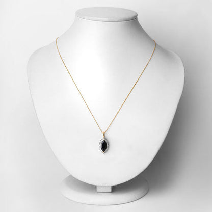 2.29 Carat Genuine Blue Sapphire and White Diamond 10K Yellow Gold Pendant
