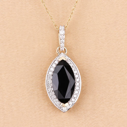 2.27 Carat Genuine Blue Sapphire and White Diamond 10K Yellow Gold Pendant