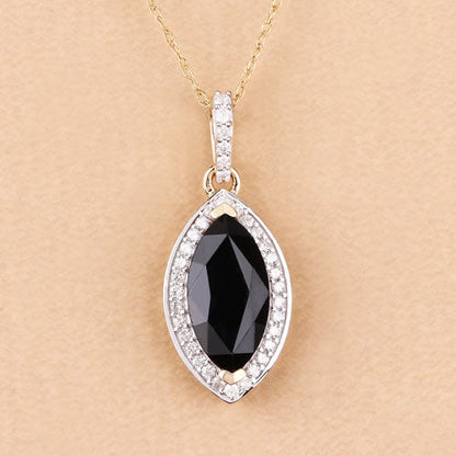 2.27 Carat Genuine Blue Sapphire and White Diamond 10K Yellow Gold Pendant