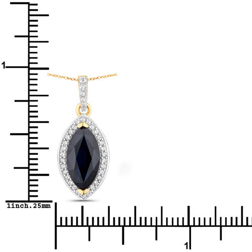 2.27 Carat Genuine Blue Sapphire and White Diamond 10K Yellow Gold Pendant
