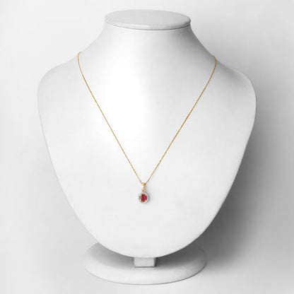 0.62 Carat Genuine Ruby and White Diamond 14K Yellow Gold Pendant