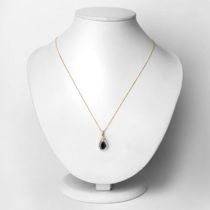 1.48 Carat Genuine Blue Sapphire and White Diamond 14K Yellow Gold Pendant
