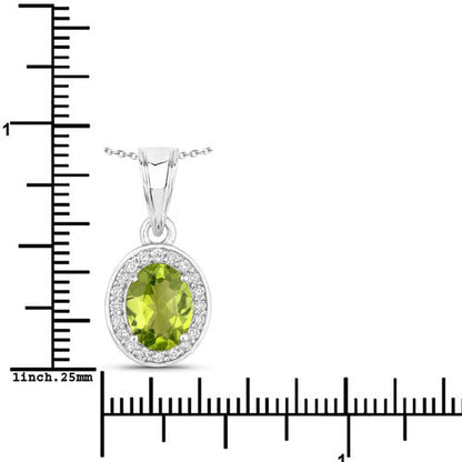 1.90 Carat Genuine Peridot and Lab Grown Diamond .925 Sterling Silver Pendant