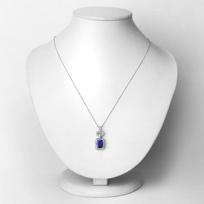 2.62 Carat Genuine Tanzanite and White Diamond 14K White Gold Pendant