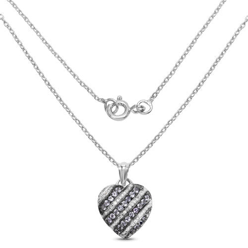 1.30 Carat Genuine Tanzanite and White Topaz .925 Sterling Silver Pendant