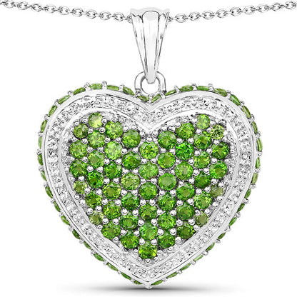 4.62 Carat Genuine Chrome Diopside .925 Sterling Silver Pendant