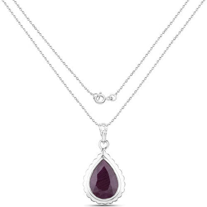 14.10 Carat Genuine Ruby .925 Sterling Silver Pendant