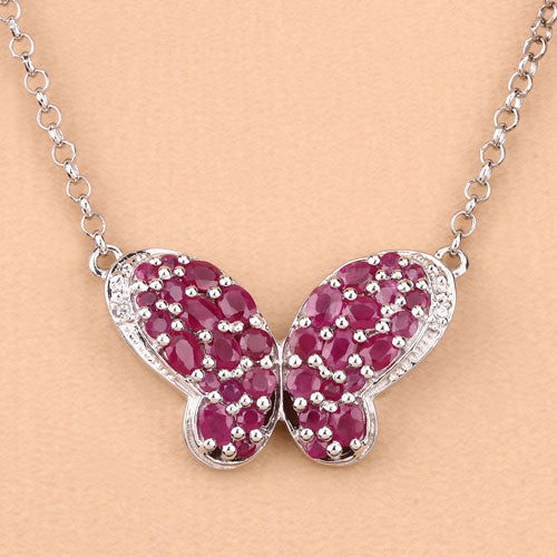 4.15 Carat Genuine Ruby and White Zircon .925 Sterling Silver Pendant