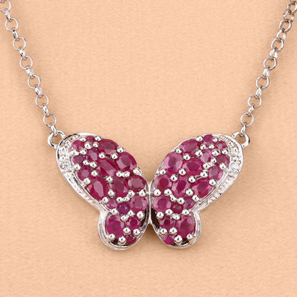 4.15 Carat Genuine Ruby and White Zircon .925 Sterling Silver Pendant