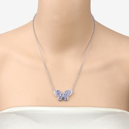 3.31 Carat Genuine Tanzanite and White Zircon .925 Sterling Silver Pendant