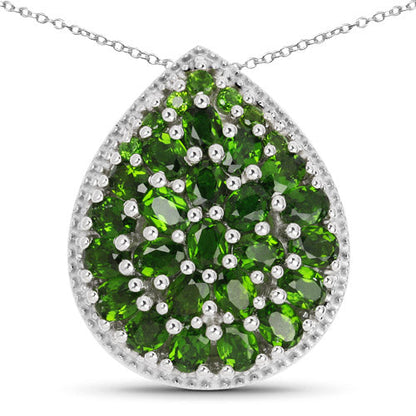 4.65 Carat Genuine Chrome Diopside .925 Sterling Silver Pendant