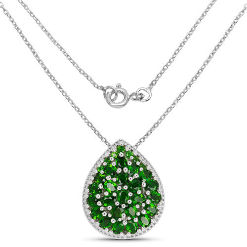 4.65 Carat Genuine Chrome Diopside .925 Sterling Silver Pendant
