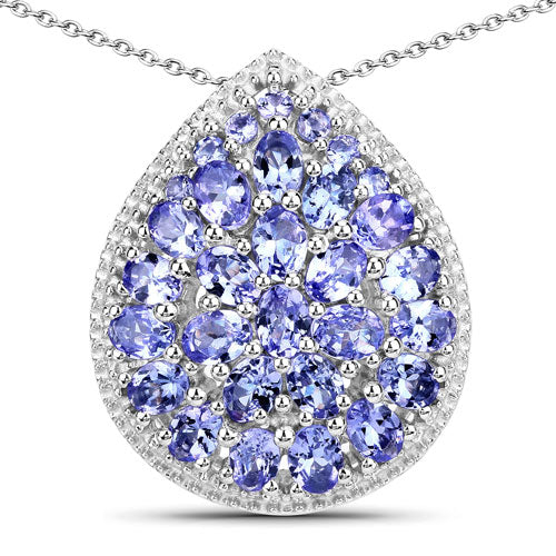 4.16 Carat Genuine Tanzanite .925 Sterling Silver Pendant