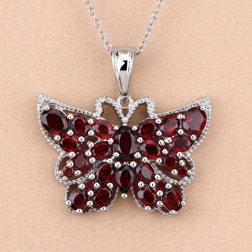 4.90 Carat Genuine Garnet .925 Sterling Silver Pendant