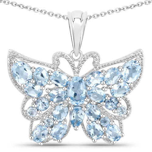 4.84 Carat Genuine Swiss Blue Topaz .925 Sterling Silver Pendant