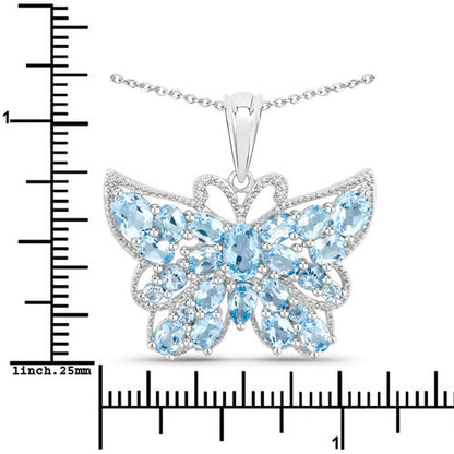 4.84 Carat Genuine Swiss Blue Topaz .925 Sterling Silver Pendant