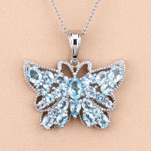 4.84 Carat Genuine Swiss Blue Topaz .925 Sterling Silver Pendant
