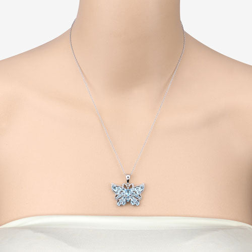 4.84 Carat Genuine Swiss Blue Topaz .925 Sterling Silver Pendant