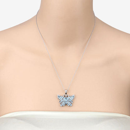 4.84 Carat Genuine Swiss Blue Topaz .925 Sterling Silver Pendant