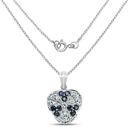 2.73 Carat Genuine Blue Sapphire and Aquamarine .925 Sterling Silver Pendant