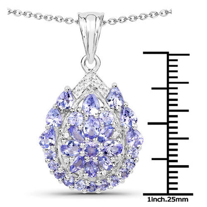 2.64 Carat Genuine Tanzanite and White Topaz .925 Sterling Silver Pendant