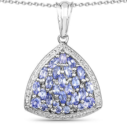 1.96 Carat Genuine Tanzanite .925 Sterling Silver Pendant