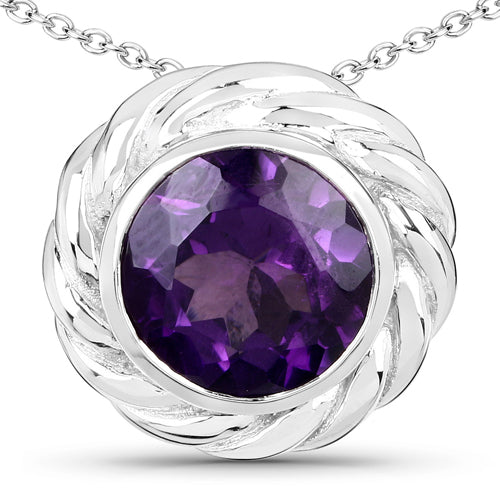 3.30 Carat Genuine Amethyst .925 Sterling Silver Pendant