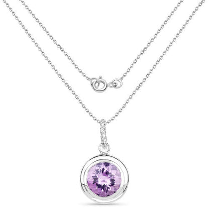 8.00 Carat Genuine Amethyst .925 Sterling Silver Pendant
