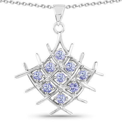 0.90 Carat Genuine Tanzanite .925 Sterling Silver Pendant